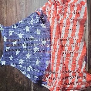 Patriotic Open Weave Cover-up